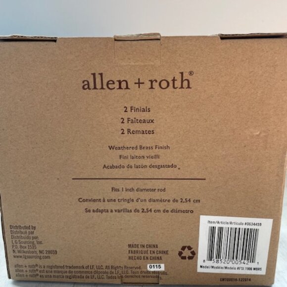 Allen & Roth 2-Pack Decorative Curtain Rod Finials ~ Espresso Finish ~ NEW - Picture 3 of 5